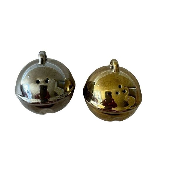 2 for $30 Christmas Ornament Santa Bells Ball Shaped Salt and Pepper Shakers - Picture 3 of 5